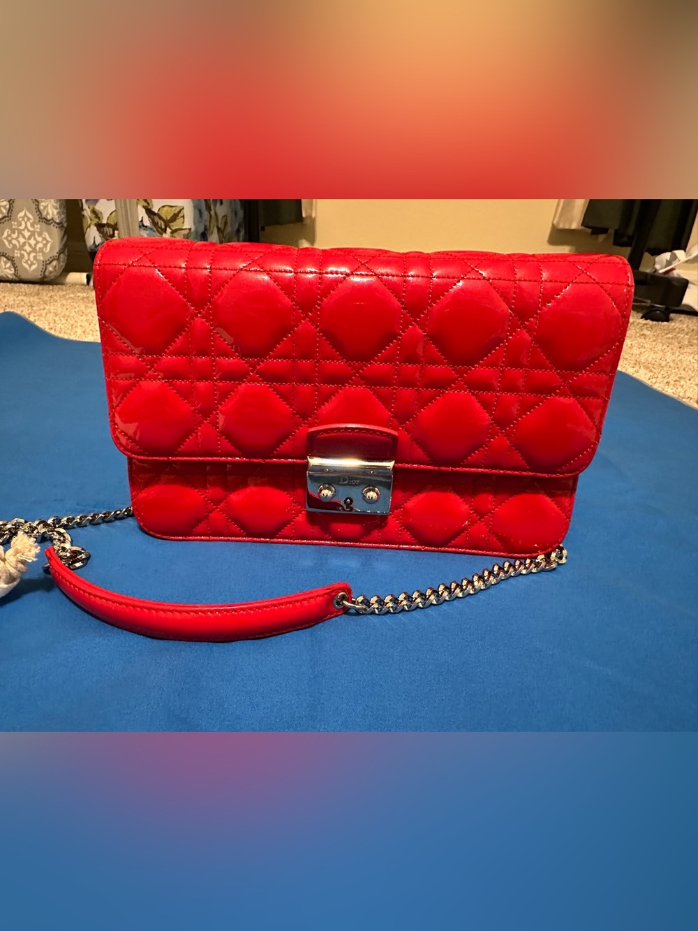 Red Quilted Chain Shoulder Bag by